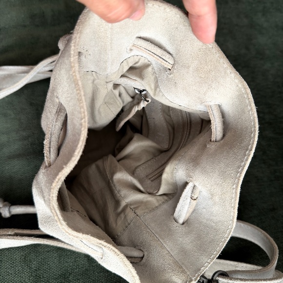 Free People Suede Drawstring Crossbody in Light Gray - Picture 3 of 6